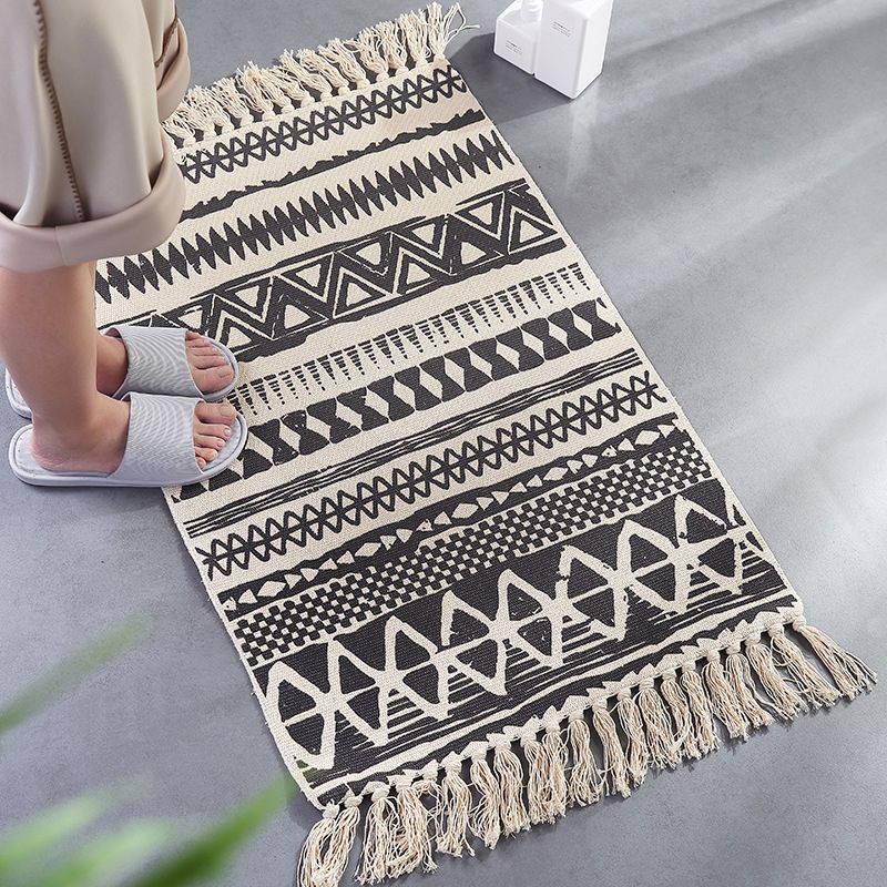 Alfombra de algodón sin costuras multicolor Algodón Algodón bohemio Área de área para mascotas para dormitorio
