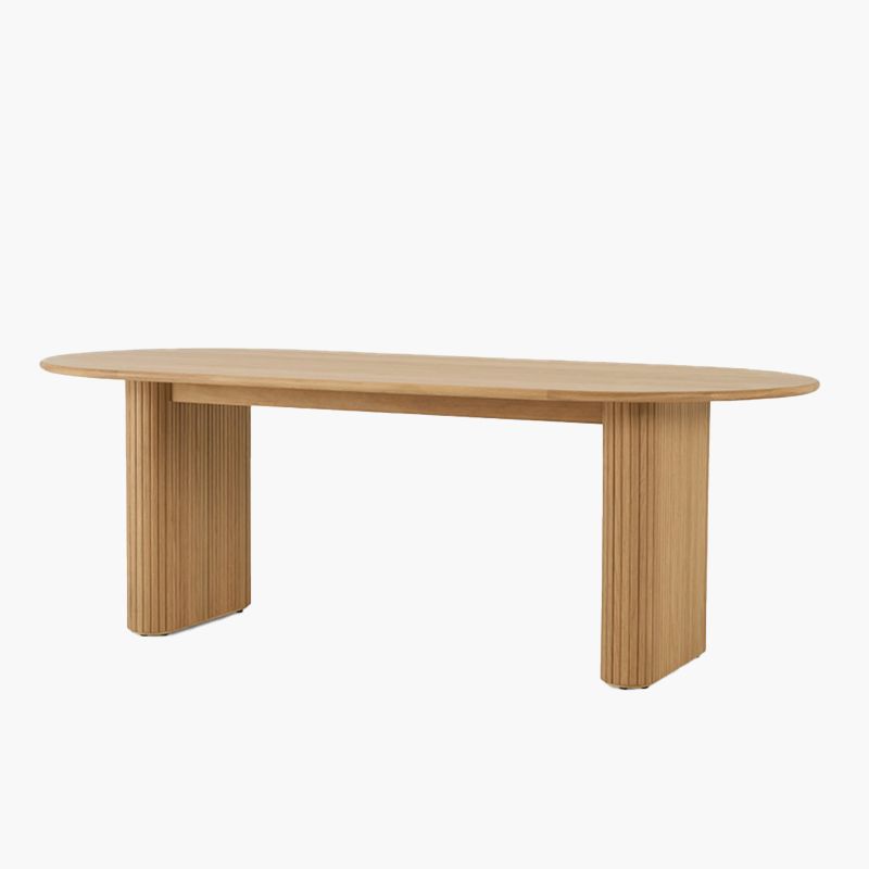 Modern Dinning Table Oval Solid Wood Furniture with Double Pedestal for Coffee