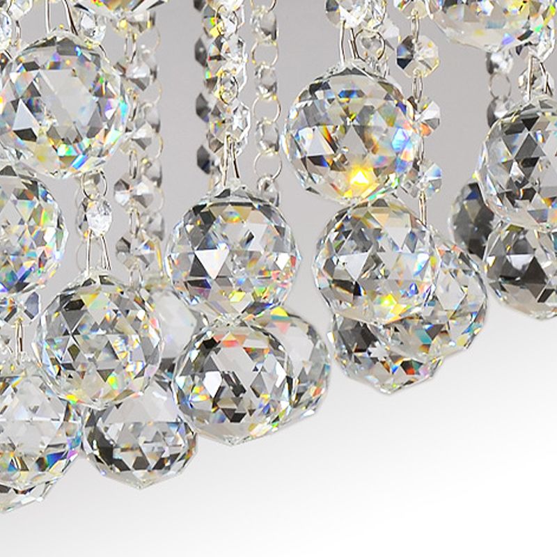 Simple Style Cascade Ceiling Fixture Crystal Ball 8 Heads Living Room Semi Flush Light in Chrome