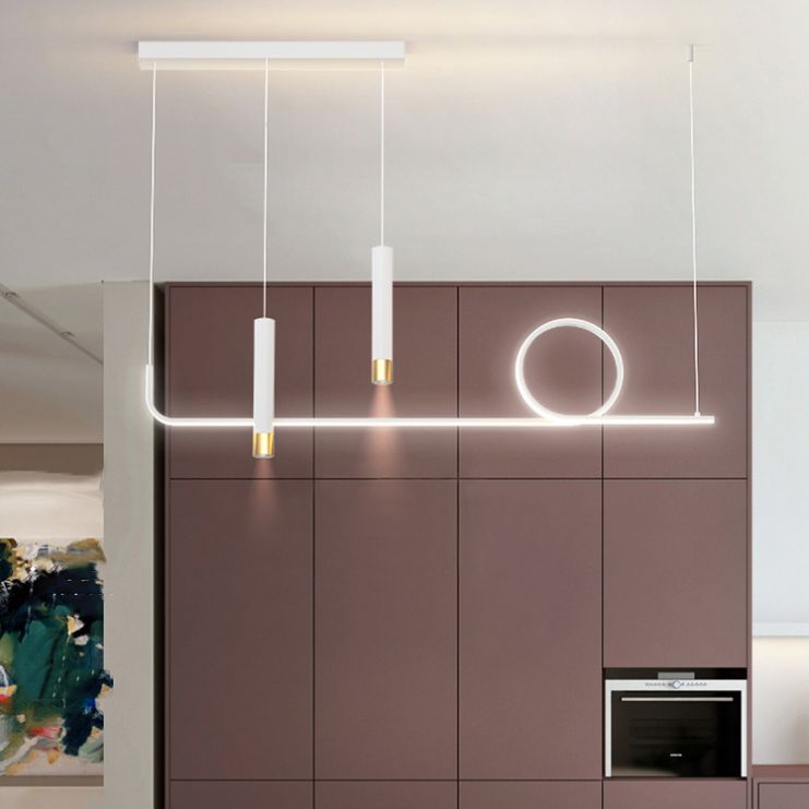 Silica Gel Linear LED Island Light in Modern Concise Style Aluminium Pendant Light for Dining Room