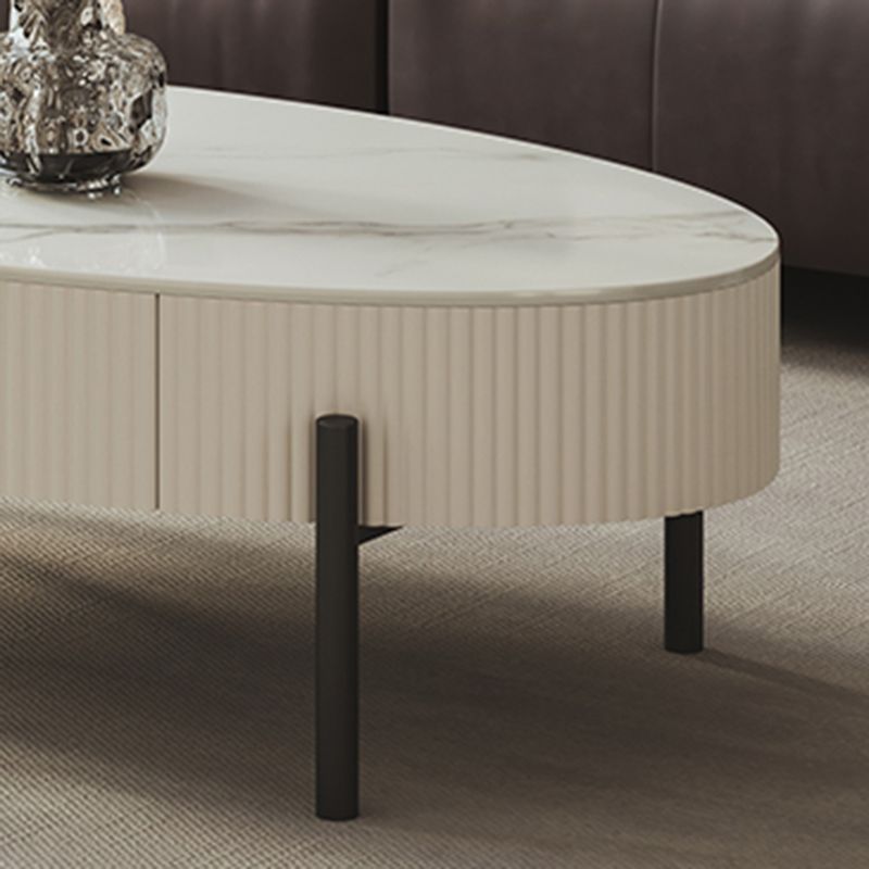 Glam 4 Legs Coffee Cocktail Table Slate Cocktail Table with Storage Drawers