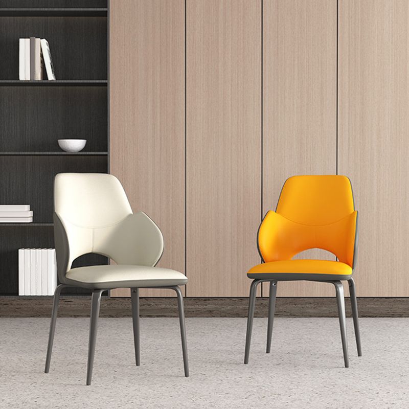 Modern Arm Chair Faux Leather Open Back Dining Room Chair for Kitchen