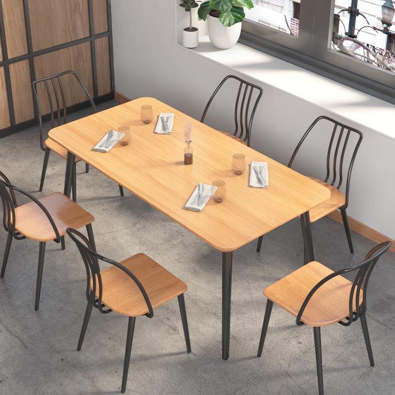 Industrial Style Natural Wood Table Metal 4 Legs Dining Table