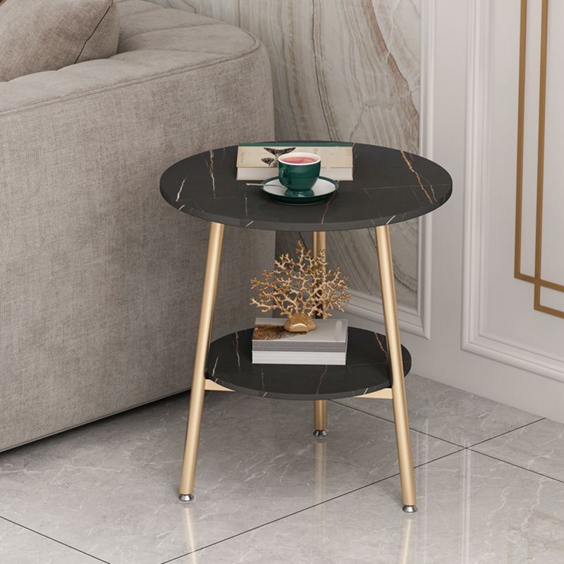 Modern Round Double Tier End Table 21.65" Tall 3 Legs End Table