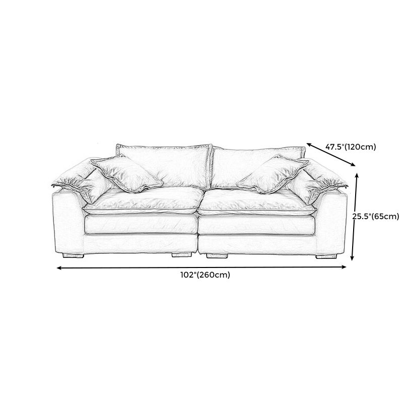 Fabric Pillow Top Arm Sectional Sofa 25.6"High Removable Cushions Sofa with Slipcover