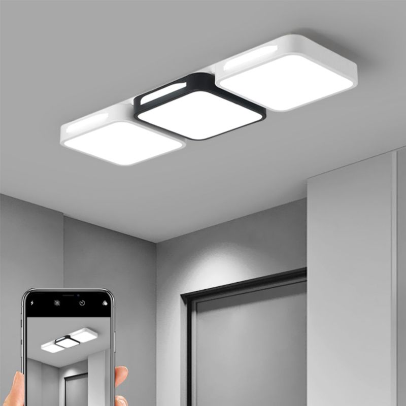 LED Modern Metal Flush Mount Square Shape Ceiling Lamp with Acrylic Shade for Living Room