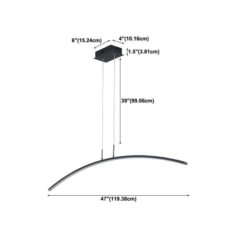 Simple Curved Island Light Fixture Metal Dining Room LED Island Pendant Light