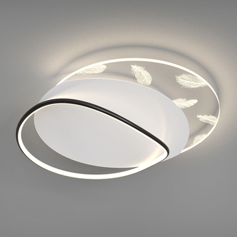 Minimalist Trendy Feather Ceiling Lamp Acrylic Bedroom LED Flush Mount Light Fixture