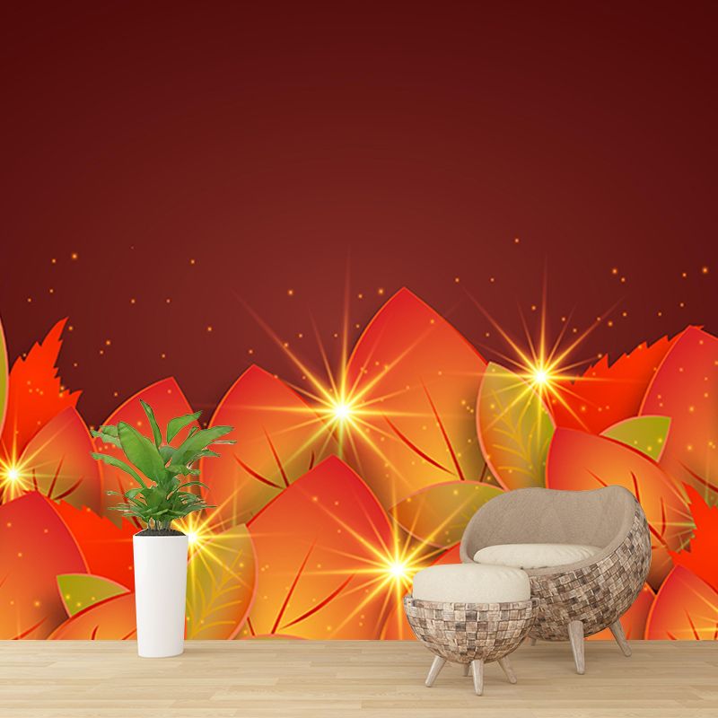 Eco-friendly Tropical Plants Mural Decorative Wallpaper for Study Room