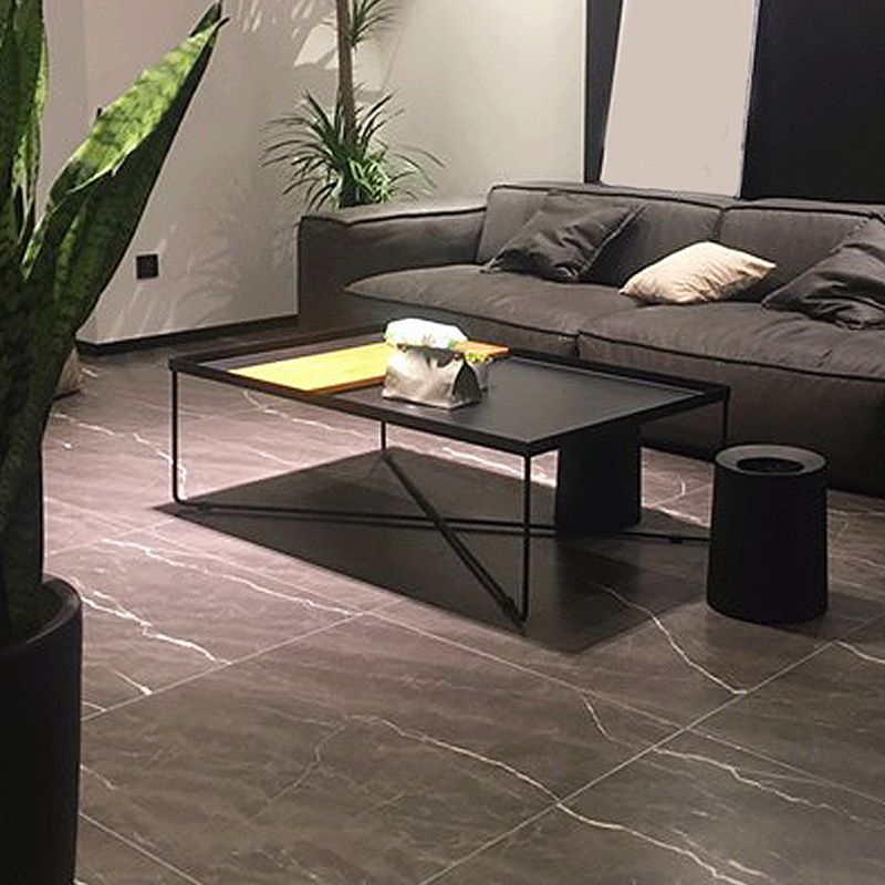 Modern Style Cross Table Base Wrought Iron Black Square & Rectangular Coffee Table
