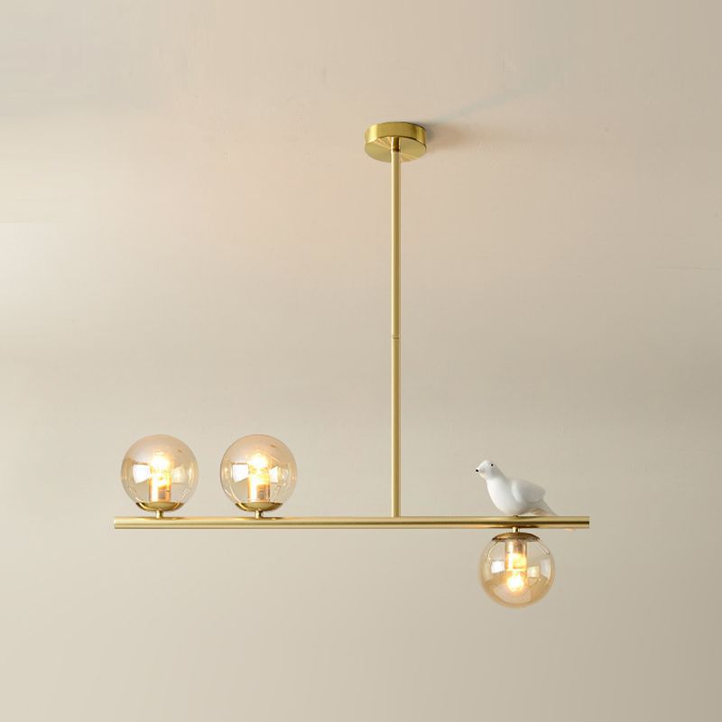 Contemporary Globe Glass Hanging Pendant Lights in Gold for Dining Room
