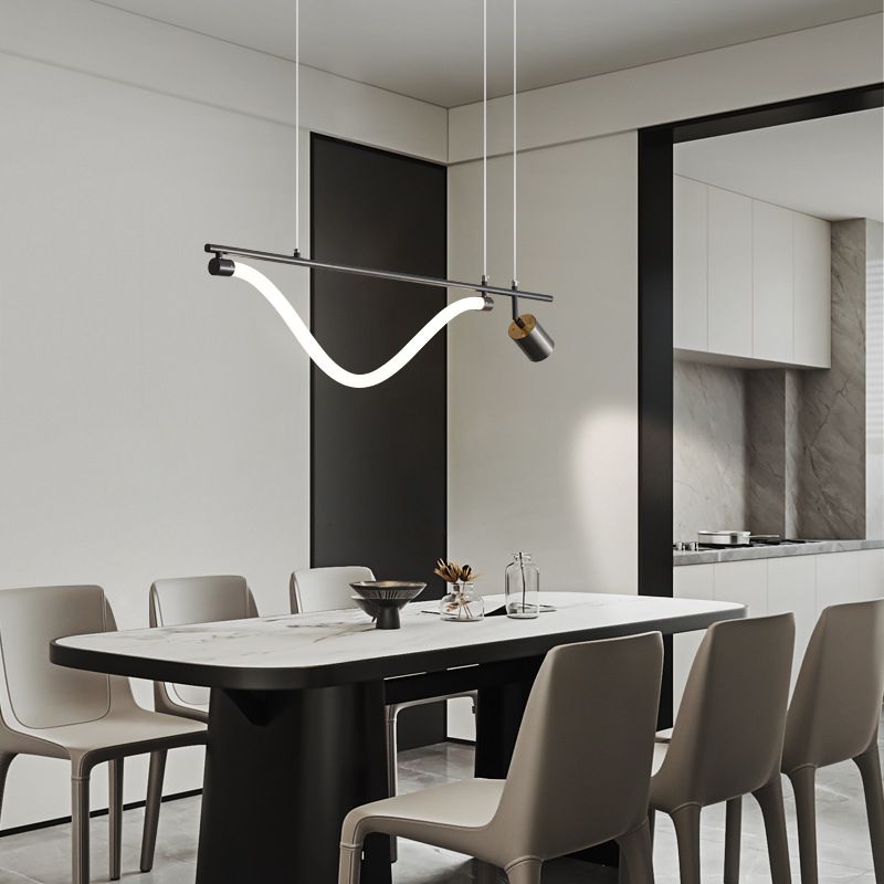 Modern 2-Light Black Kitchen Island Lighting LED Island Pendant Lighting