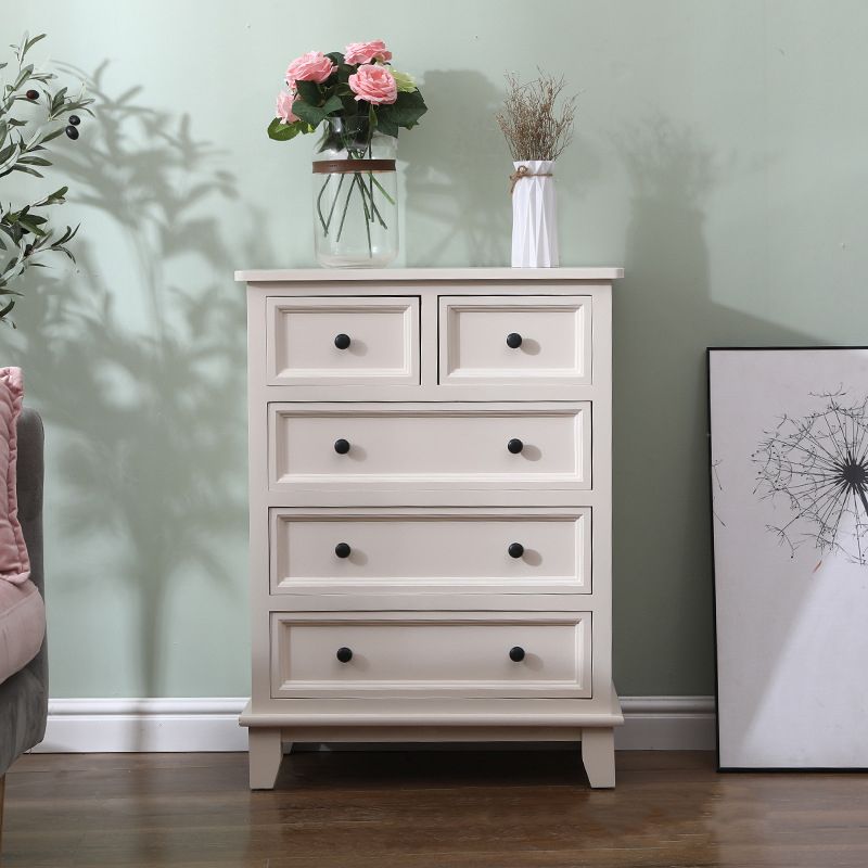 Modern Style Storage Chest Vertical Wood White Storage Chest Dresser with Drawers