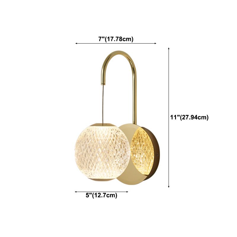 Ball Shade Metal Wall Sconce Modern Style Single Light Wall Mount Lighting in Gold