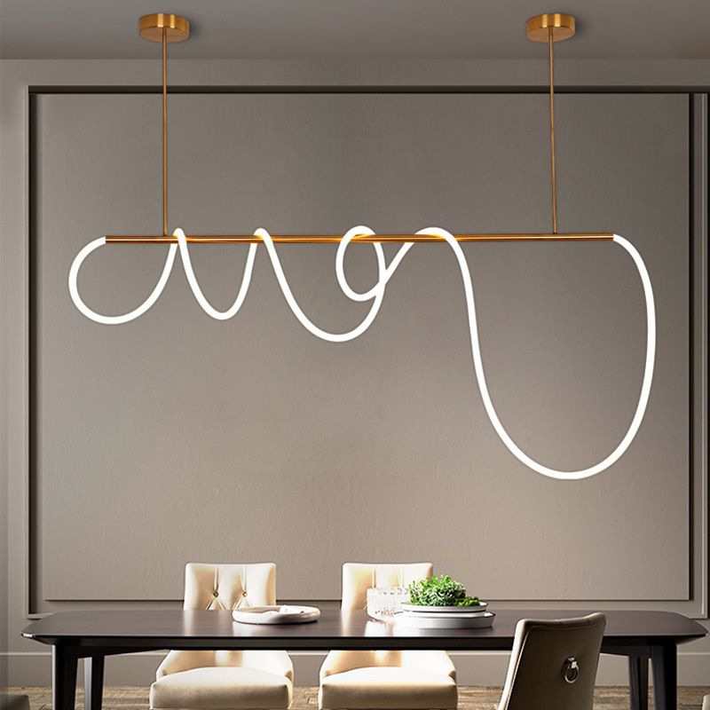 Linear Island Lighting Metal Contemporary Simplicity Pendant Lighting Fixtures for Restaurant