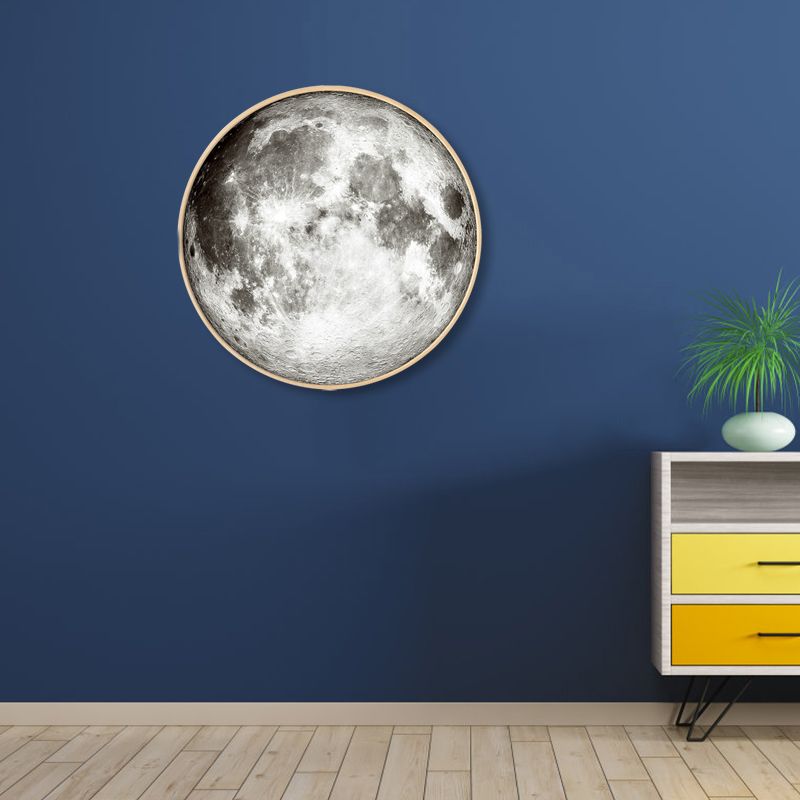 Textured Dark Color Canvas Kids Photo Print 3D Effect Planet Wall Art for Boys Room