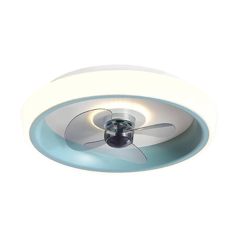 Contemporary Round Fan Light Metal Colorful LED Flush Mount Light for Bedroom