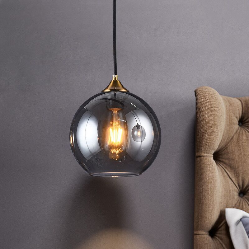Contemporary Sphere Pendant Lights Blown Glass Hanging Pendant Lights for Bedroom