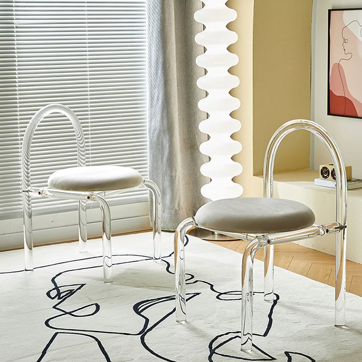 Contemporary Style Open Back Upholstered Acrylic Base Dining Side Chair