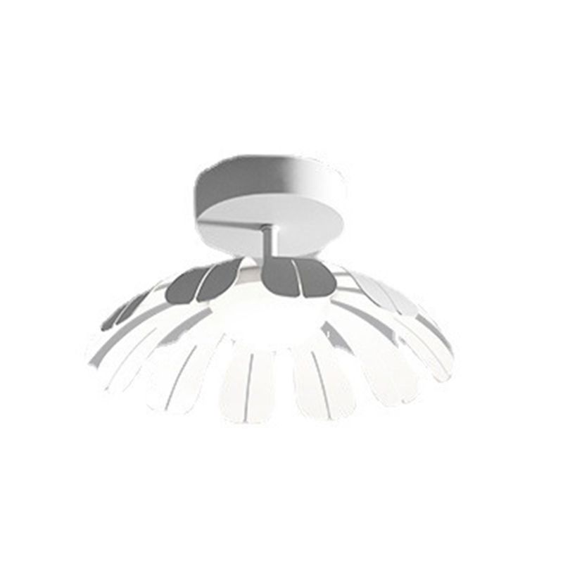 Metal and Acrylic Semi Flush in Black / White Flower Shape LED Ceiling Semi Flush
