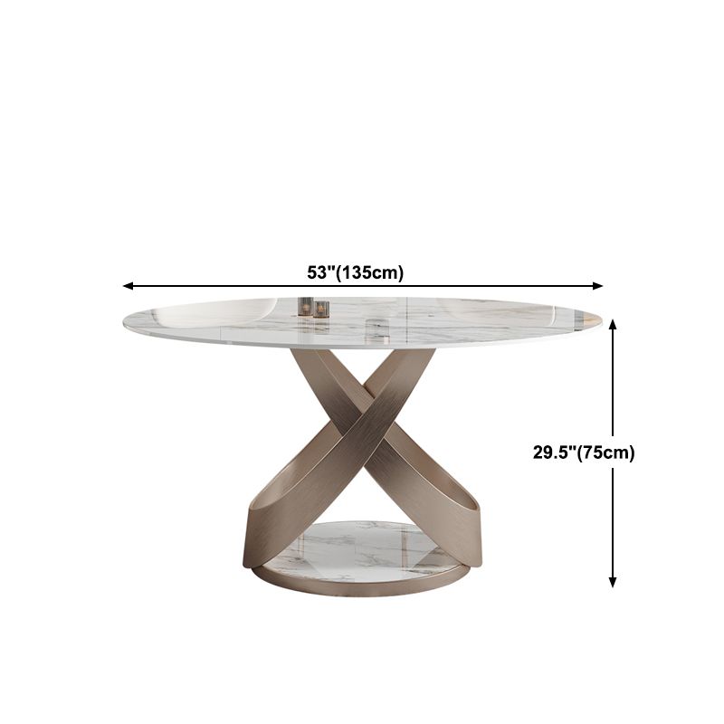 Modern 1/4/5/7 Pieces Dinette Set with White Sintered Stone Round Dining Table Set