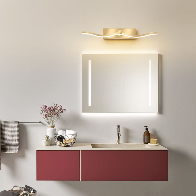 Lámpara moderna de lámpara de espejo simple lámpara de espejo de maquillaje ondulado led para baño de baño