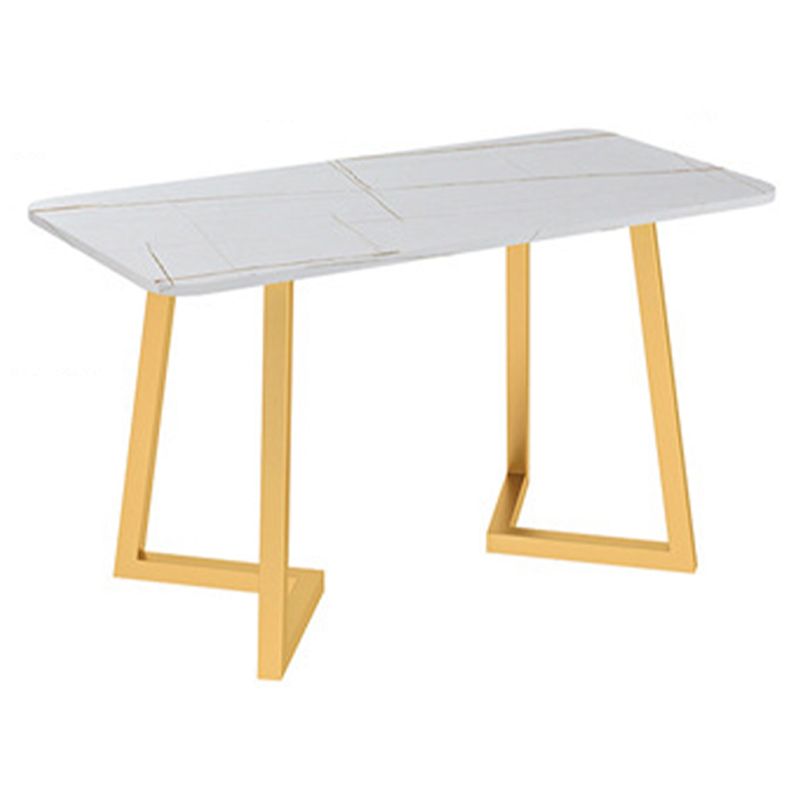 Glam Sintered Stone Dining Table Metal Dinette Table for Home Use