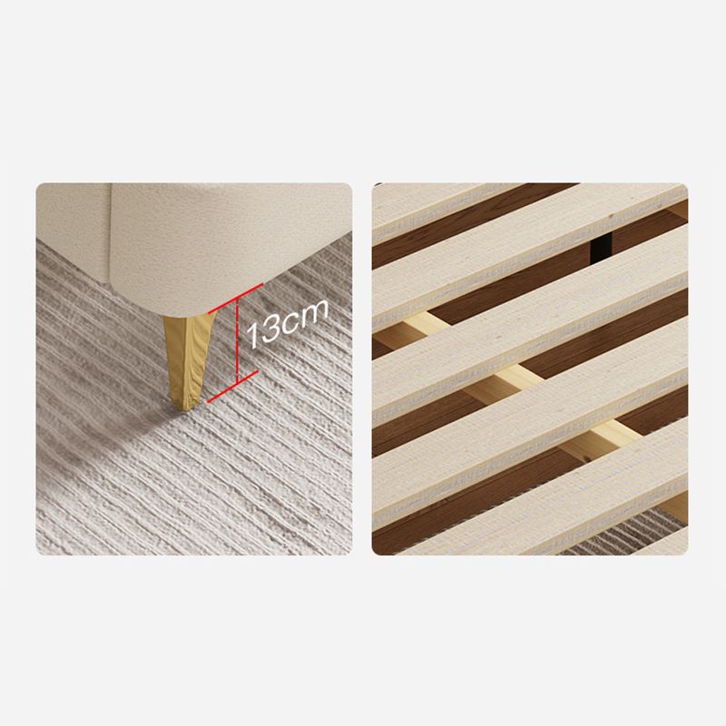 Panel Standard Bed Glam Beige Bed Frame with Upholstered Headboard