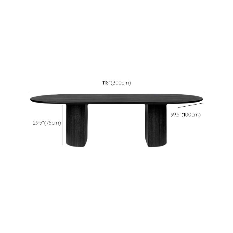 Modern Wooden Table Oval Dinner Room Kitchen Table in Black with Double Pedestal
