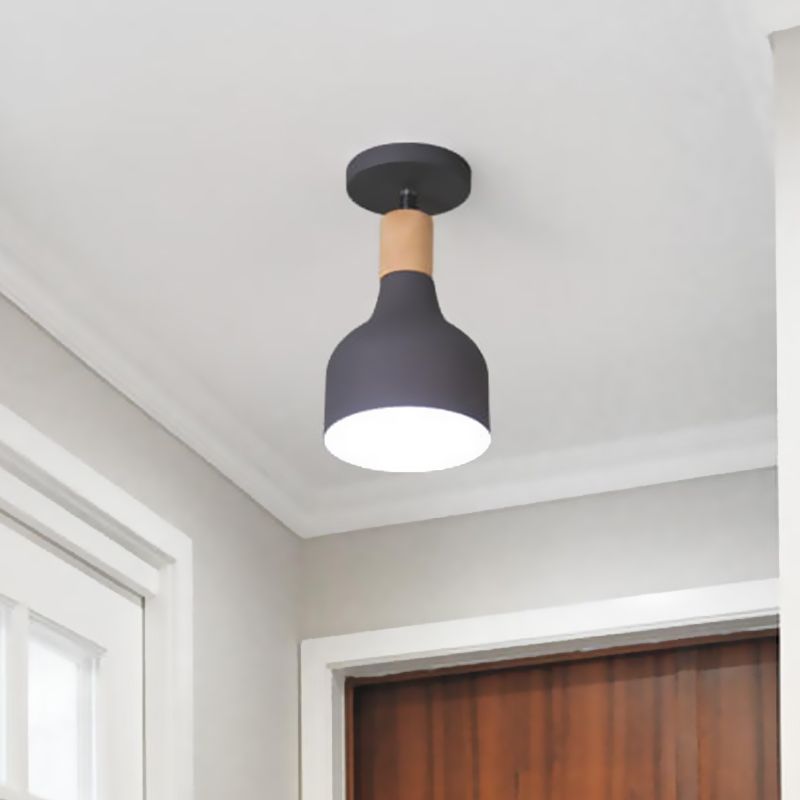 Vert / Blanc / Gray Semi-Flushmount Lamp avec Shade Nordic Metal 1 Bulb Indoor Semi-Flush Ceiling Light
