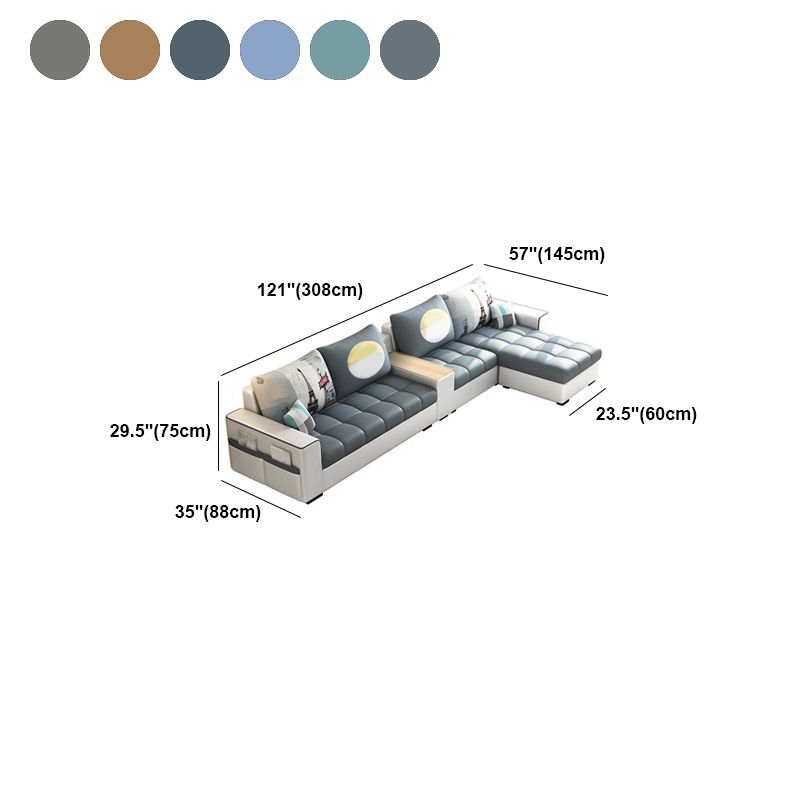 Faux Leather 4-seater Sectional with Ottoman and Storage Sofa