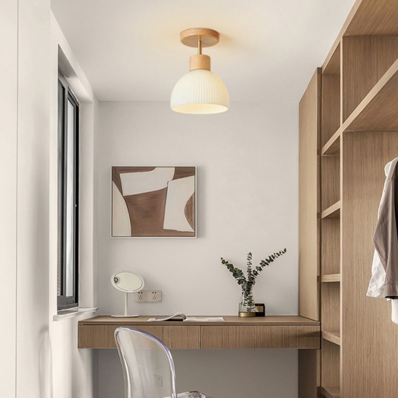 White Shaded Ceiling Light Modern Flush Mount Lighting for Foyer