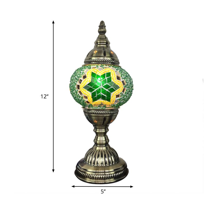 Kugelförmige Tischlampe Traditionelle blau/grün/fluoreszierende gelbe Glas 1 Glühbirnen Wohnzimmer -Aufgabenbeleuchtung