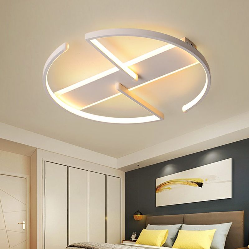 Nouveauté Nordic Circle LED Plafonnier Métallique Chambre Plafonnier Luminaire en Blanc