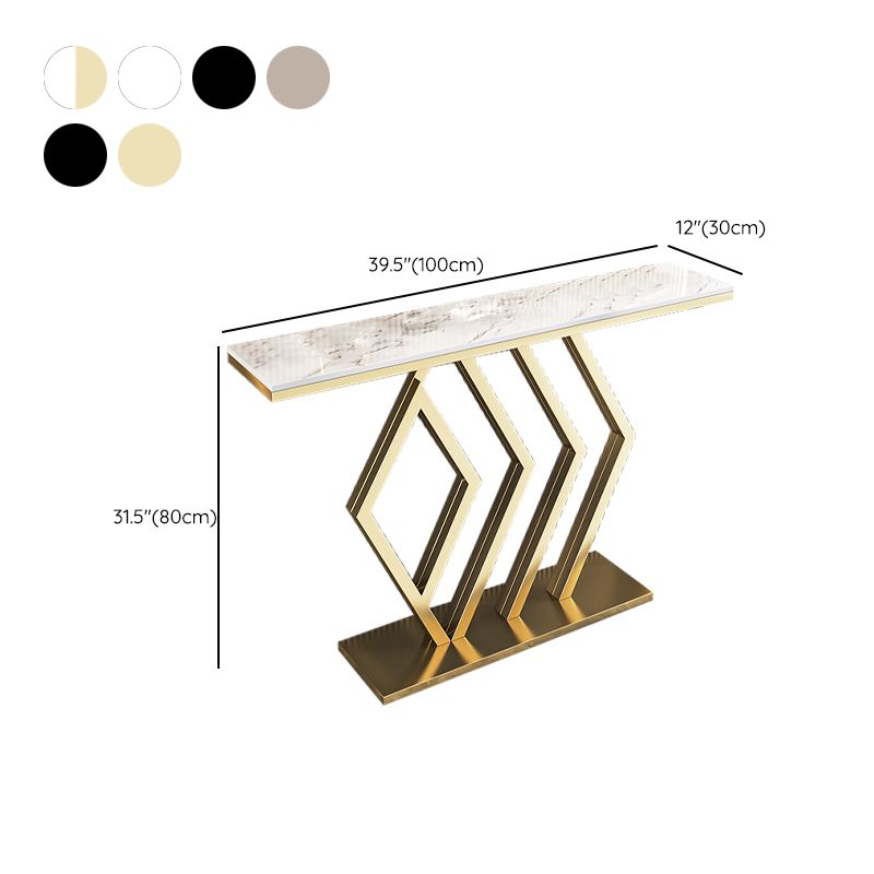 Glam Stone Console Table Rectangle Console Sofa Table for Hall
