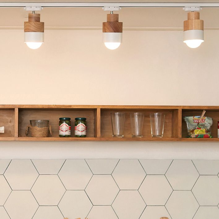 Iluminación LED sobre riel de estilo japonés, luz semiempotrada cilíndrica de madera maciza para el hogar, sala de estar y tienda de ropa, tienda comercial