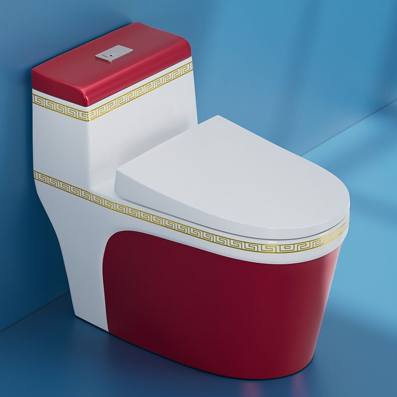 Traditional One Piece Toilet Floor Mounted Toilet Bowl with Slow Close Seat for Washroom