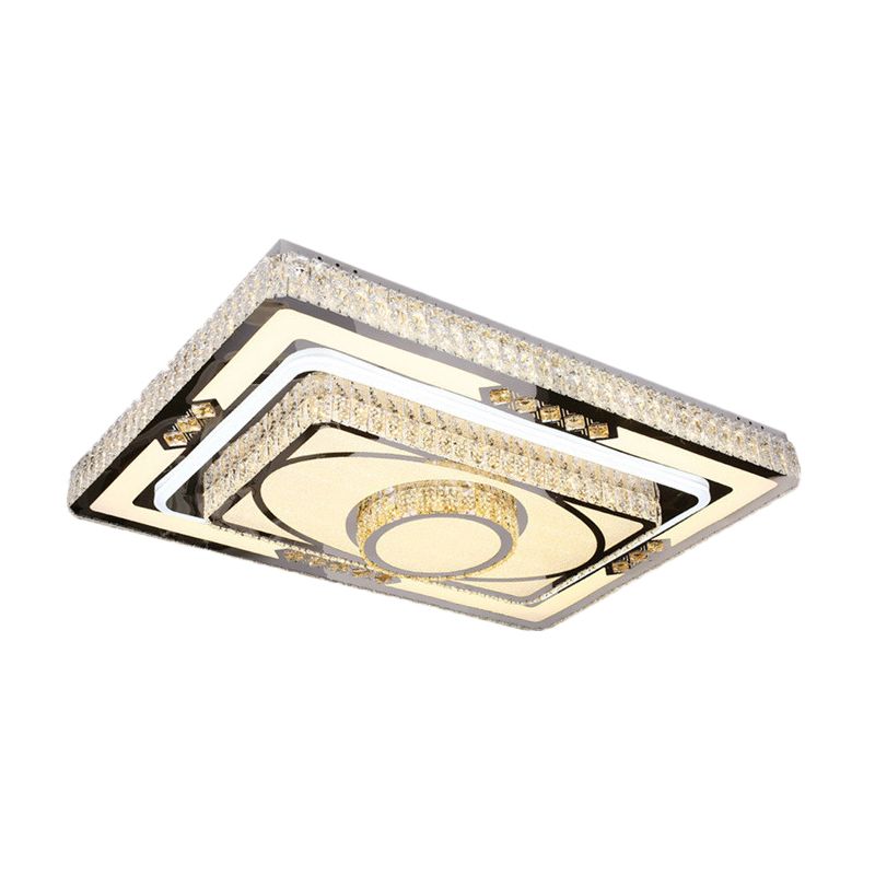 Klar Kristallgeschichtet Flush Leuchte Modernist Edelstahl LED Deckenleuchte für Wohnzimmer