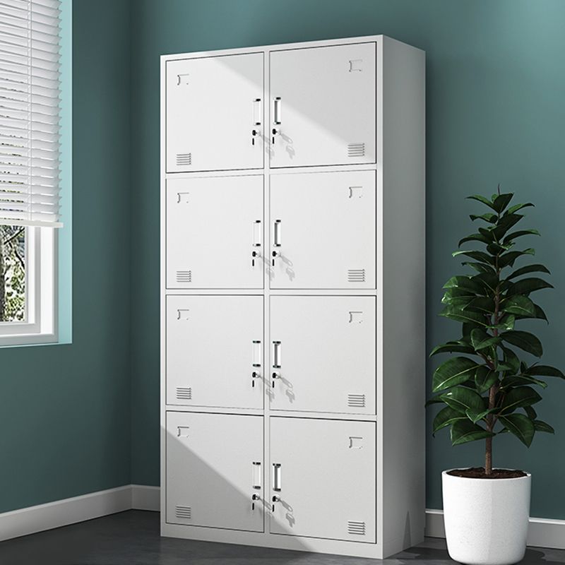 White Steel Storage Cabinet Contemporary Hinged Wardrobe Cabinet