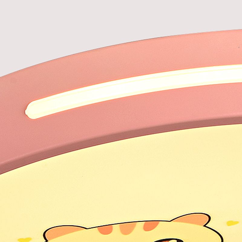 Round Shape Ceiling Lamp Macaroon Modern Style Iron 1 Light Flush Mount for Bedroom