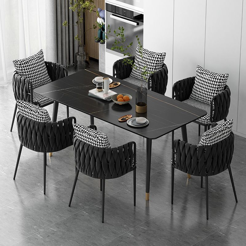Contemporary Style Dining Site Table Stone Rectangle Furniture with 4 Legs
