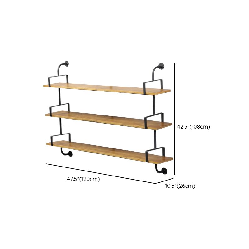 Metal and Wooden Shelf Bookcase Floating Open Wall Mounted Book Shelf for Study Room