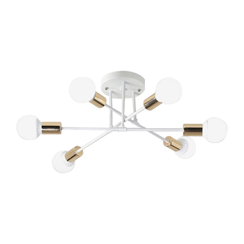 Plafonnier Semi-encastré à lignes croisées en métal nordique, 6 lumières, noir/blanc, luminaire de plafond pour chambre à coucher