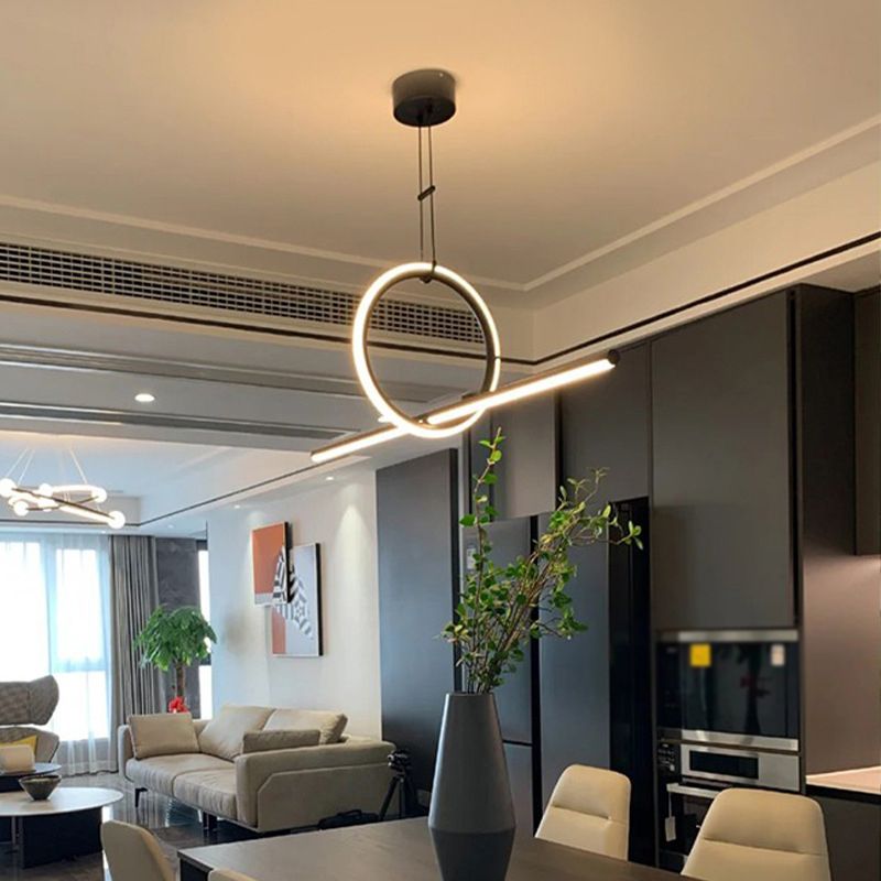 Post Modern 2 - Light Kitchen Island Fixture Iron LED Pendant Ceiling in Black / Gold