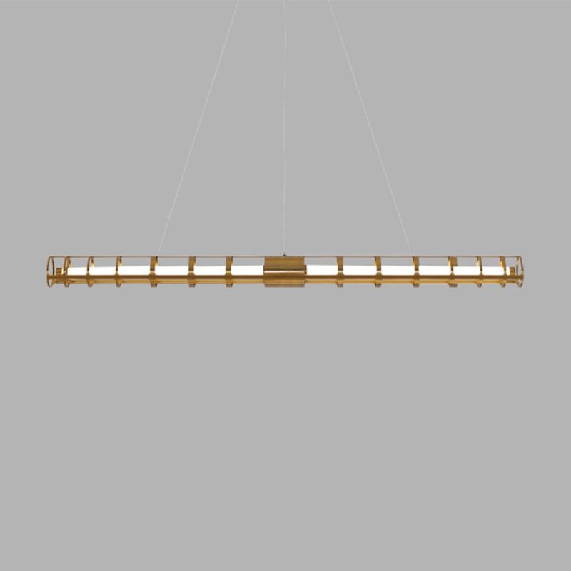Modern Style Linear Shape Island Pendants Metal Pendant Lights in Gold for Dining Room