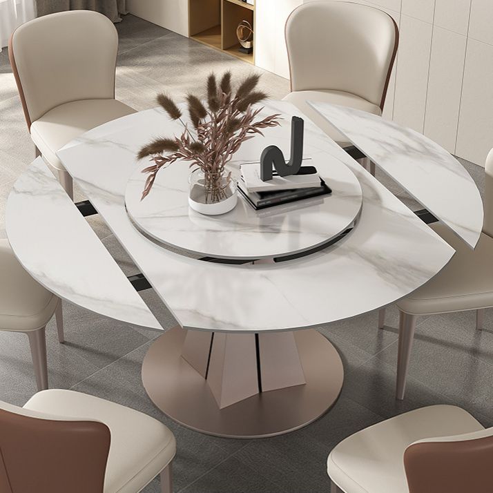 1/2/5/7 Pieces Round Glam Stone Furniture Standard Height Dining Table Set
