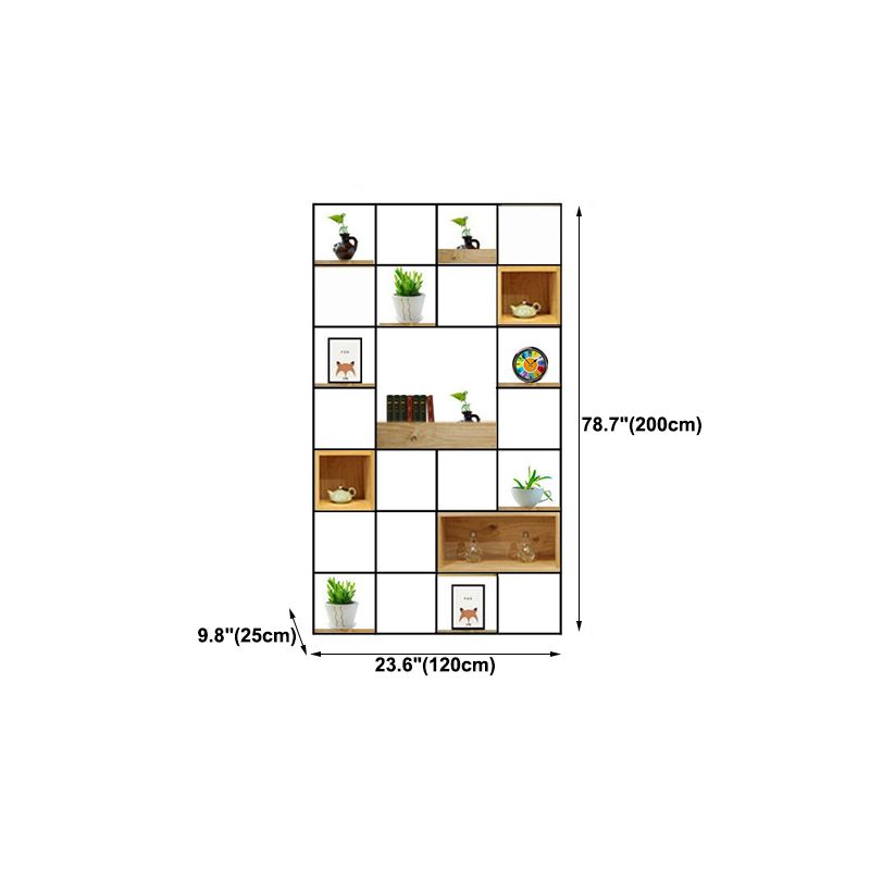 Modern Solid Wood Bookshelf Metal Etagere Bookshelf Open Back 9.8" W