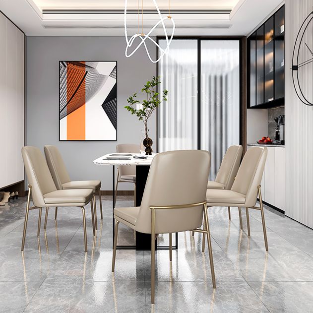 Faux Leather and Metal Contemporary Armless Dining and Accent Chairs