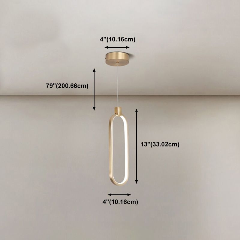 Gold linéaire suspendu luminaire simplicité LED PENDANT METAL LEAU POUR CHAMBRE