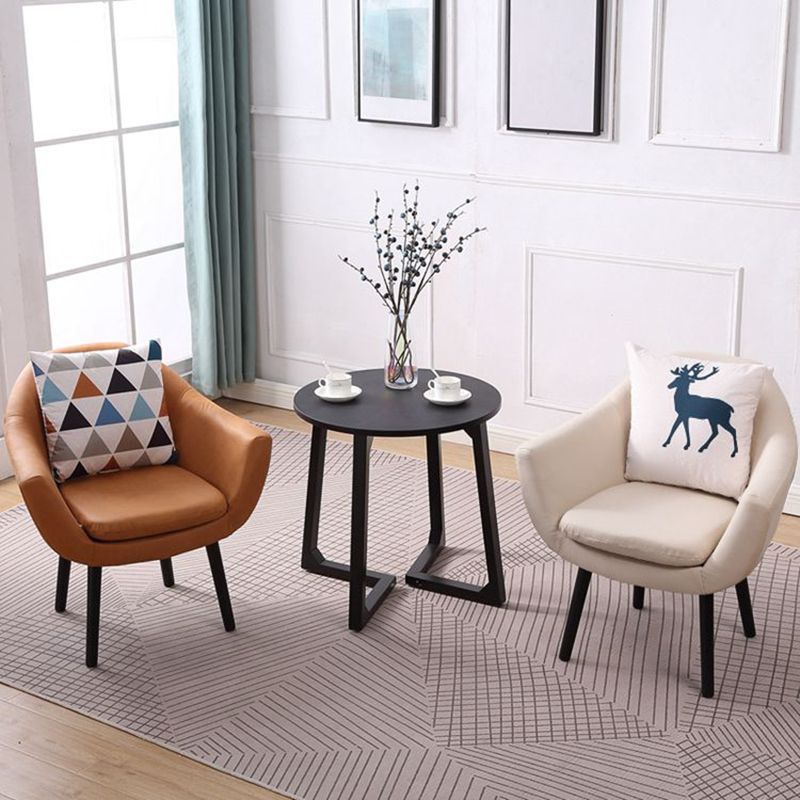 Modern Style Wood Armrest Cushion Back Strap Pillow Arm Chair